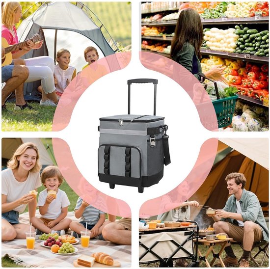 Rolkoelbox - Koeltas op wielen - Outdoor avonturen - Waterdichte coating - 35 liter - Donkergrijs — afbeelding 5