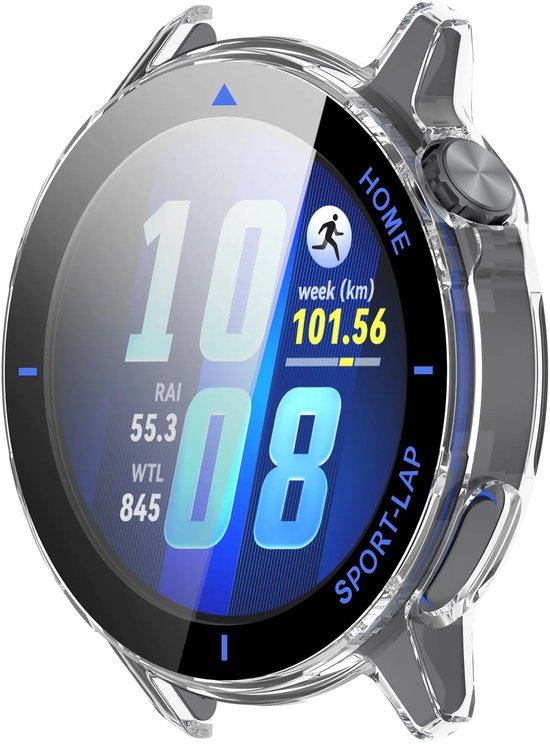 Strap-it PC Case van glas geschikt voor Huawei Watch GT Runner 2 - Optimale bescherming tegen krassen & stoten - Screenprotector (Blauw)