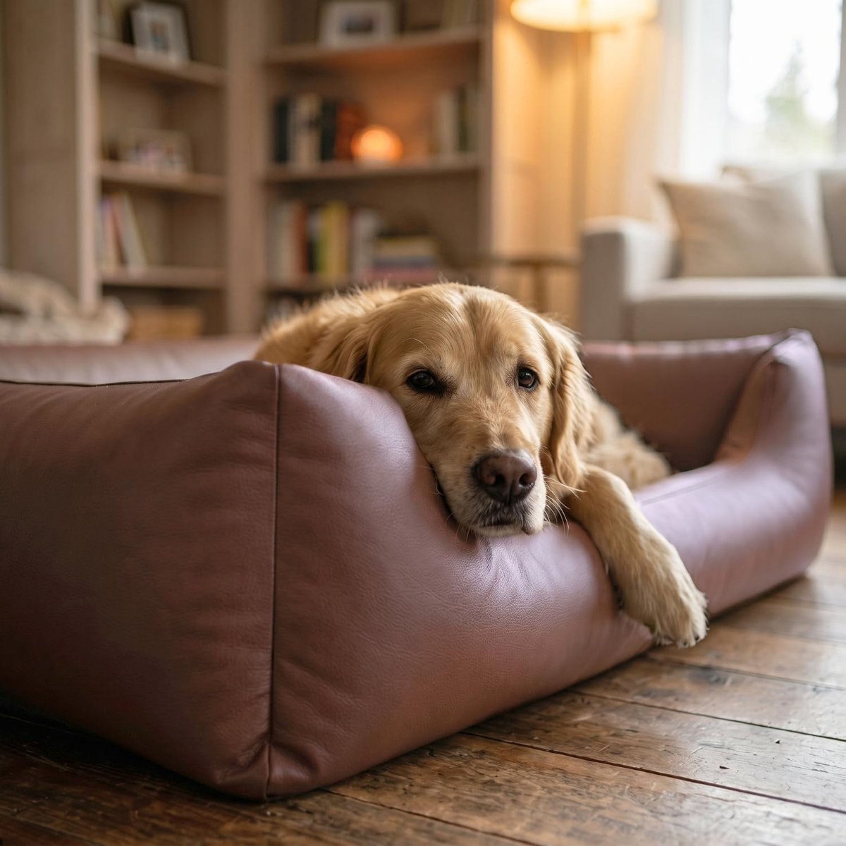 4L Textil Mario Orthopedisch hondenbed van kunstleer, XXL, hondenmand, kunstleer, voor grote honden, traagschuim, visco, extra groot, krasbestendig, waterafstotend, 140 x 110 x 25 cm, bruin thumbnail 3