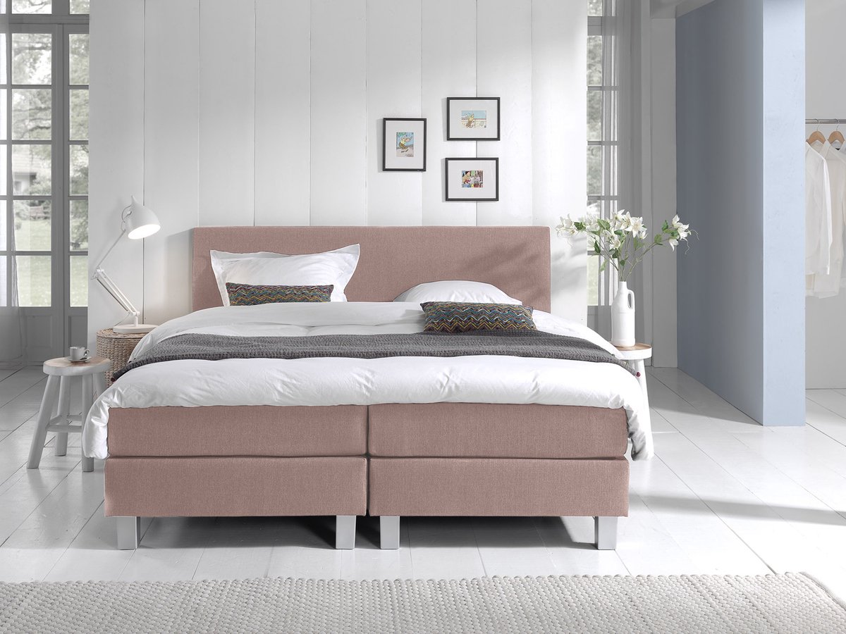 Boxspring Eefje - Roze - 160 x 200 cm | Inclusief gratis topper en antislip