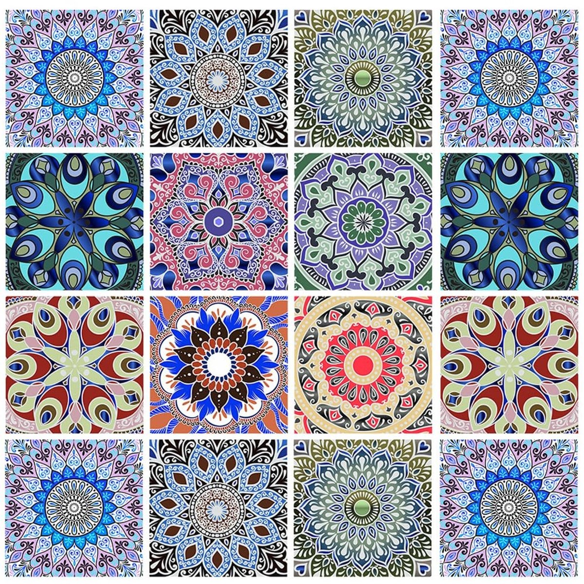 Dailygoods- Mozaïek Tegelstickers 20 Stuks - Zelfklevende Tegels - Waterdichte Sticker - PVC - 10x10 cm - Marokkaanse Patronen