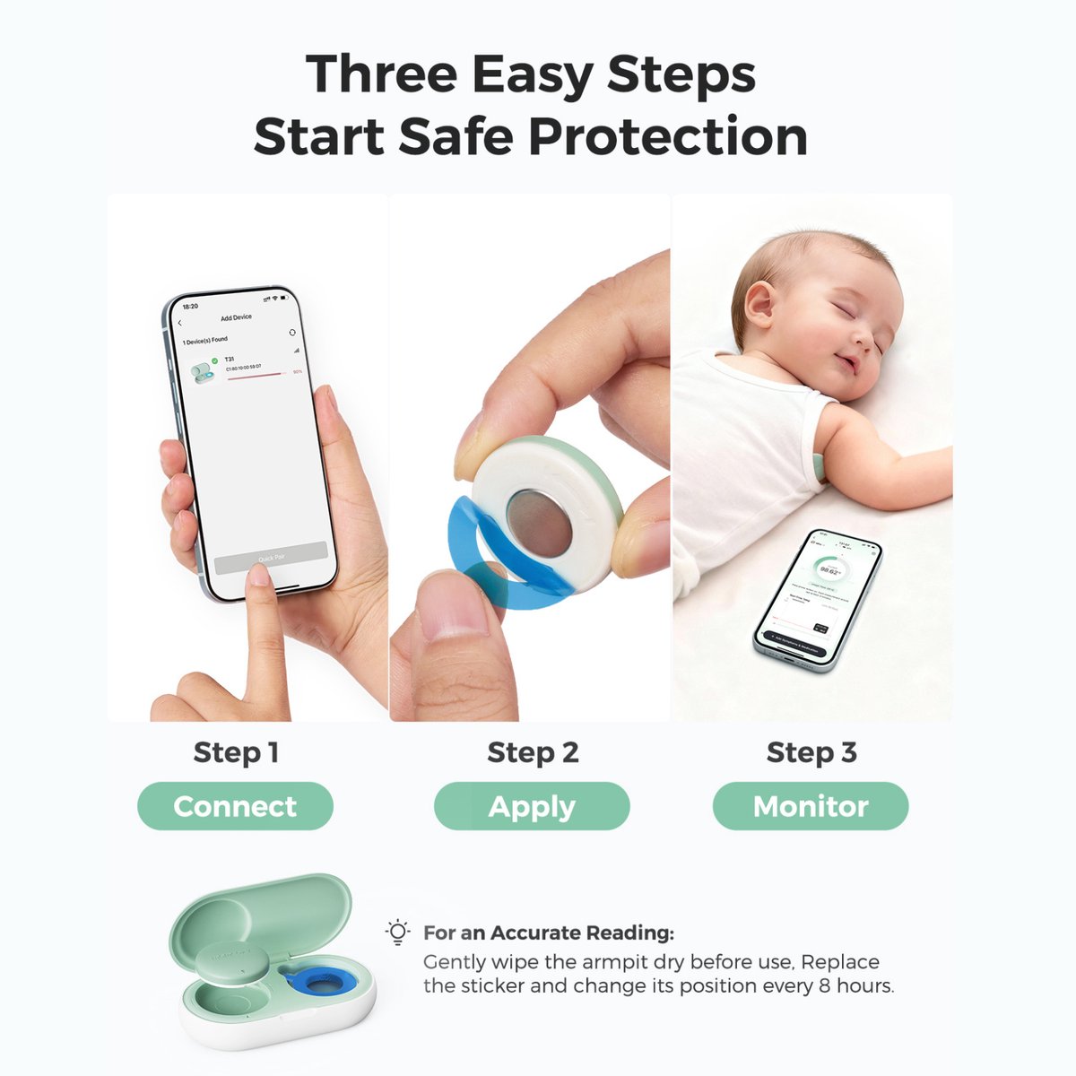 Momcozy Baby Thermometer met App – Slimme Koortsthermometer voor Baby's – Real-Time Temperatuurmonitoring – Draadloos — cadeau in Cadeau-ideeën - foto 3
