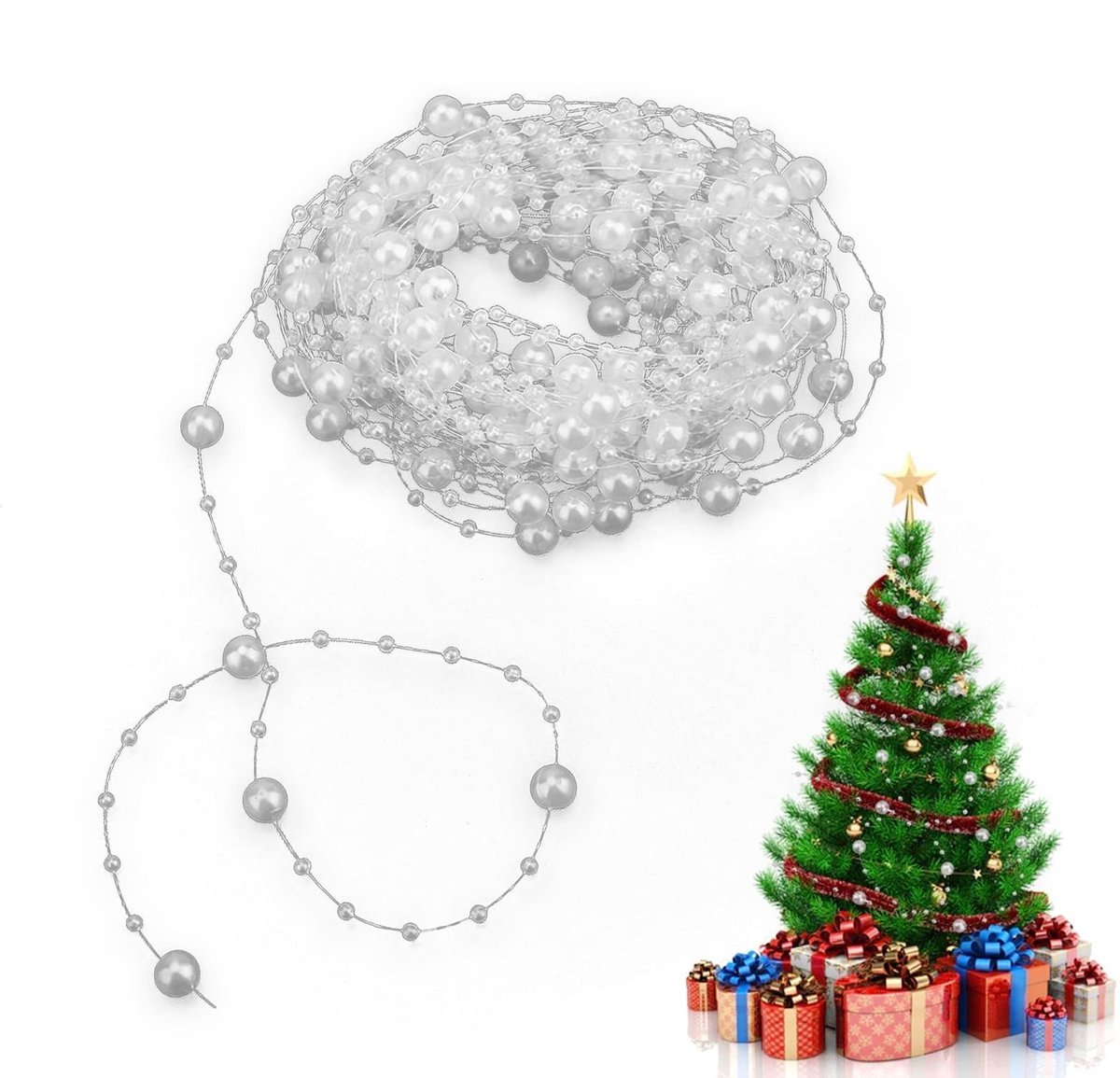 Dailygoods- Parelsnoer 10M - Kunststof/Hars - Decoratieve Slinger - Bruiloft Decoratie - Lichtgewicht - Eenvoudig te gebruiken - Parelketting