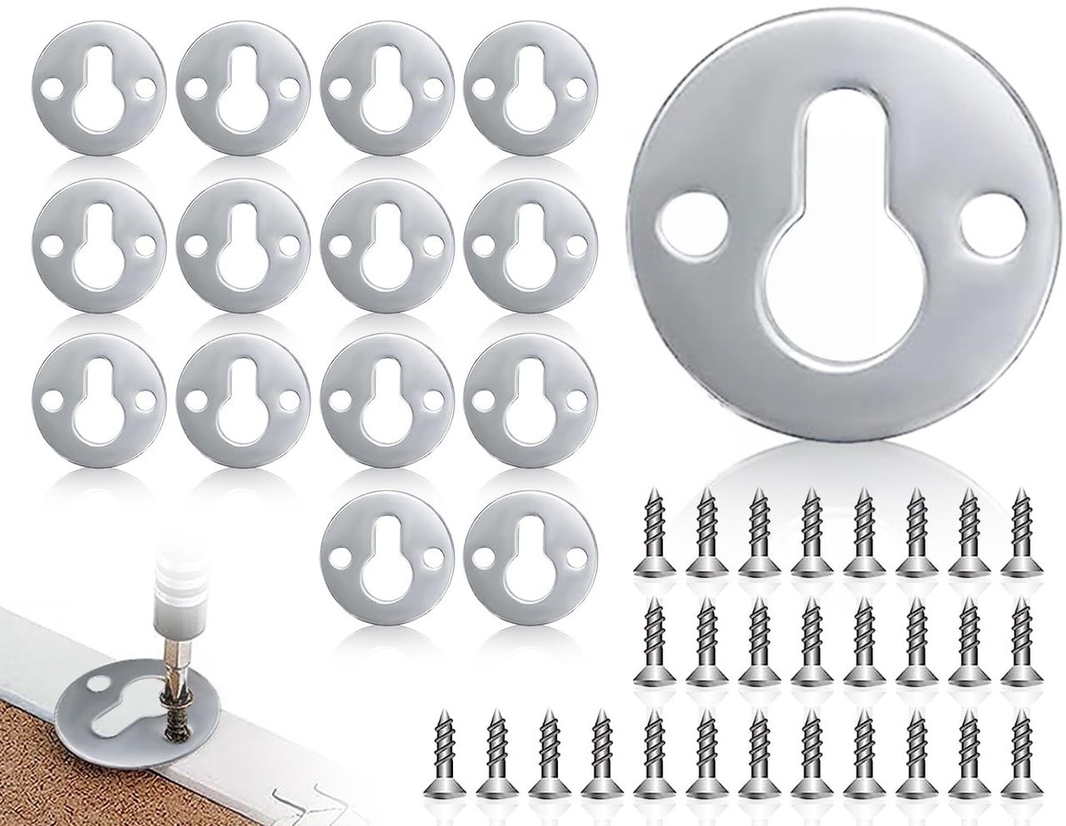 Dailygoods- Fotohangerhaken Set van 14 - Zilveren Sleutelgathanger - Ronde Kasthangers - Ophanghaken Schilderij - Duurzaam - Betrouwbare Keuze