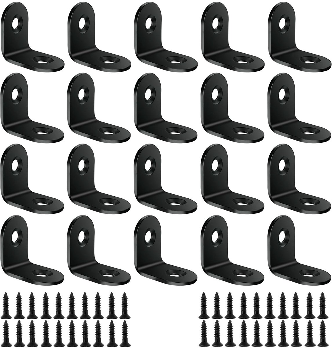 Dailygoods- Hoekklemmen 20 stuks - Roestvrij Staal - 90 Graden - Haakse Beugel - Inclusief 40 Schroeven - Glanzend Oppervlak - Hoekverbinder