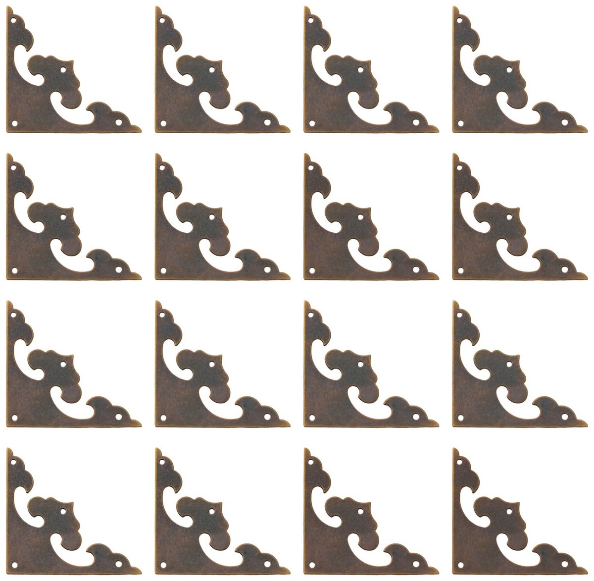 Dailygoods- Hoekbeugels 16 Stuks - Retro Messing - Decoratieve Hoekbeschermer - Metalen Bloemen - Eenvoudige Installatie - Hoogwaardig Materiaal