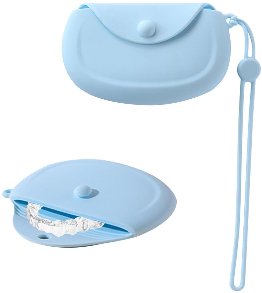Dailygoods- Tandprothesenbox - Siliconen - Doos met luchtgat - Beugelbox voor orthopedische apparaten - Draagbare ophanglus - Hygiënisch en veilig - Kunstgebitdoos