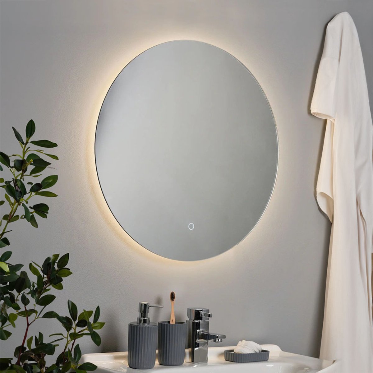 Milton & Oldbrook Wandspiegel met Verlichting Ø 90 cm Colmar Zilver