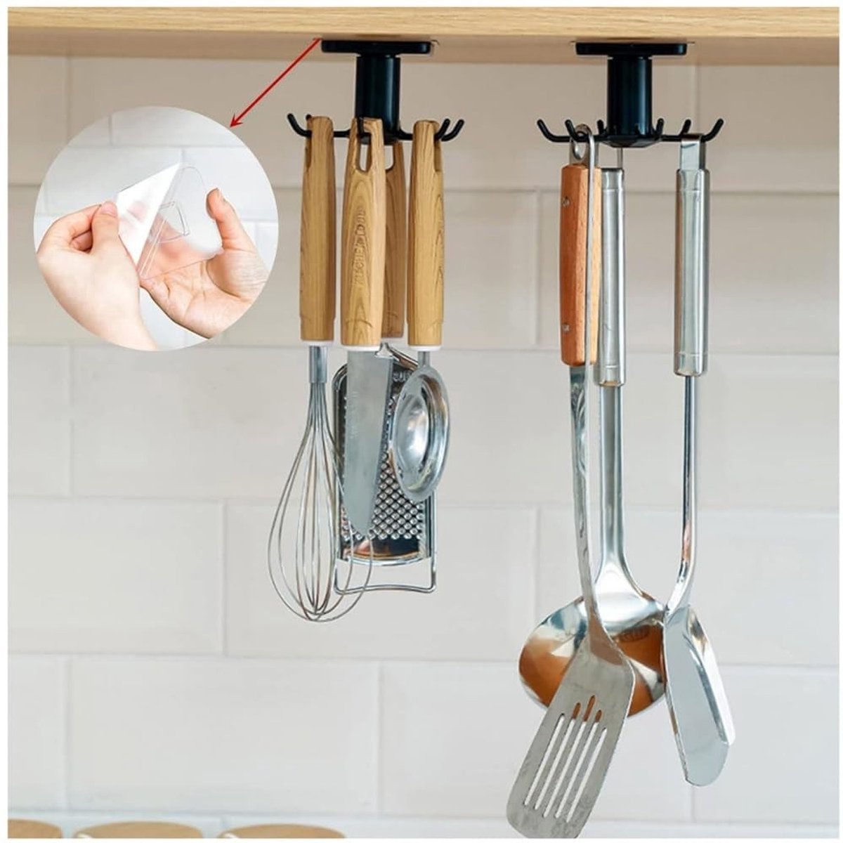 Dailygoods- Keukenhaken 360 Graden Rotatie - Keukenrek Hangend - Keukenrekje - Keukenaccessoires - Duurzaam - Installatie Zonder Boren