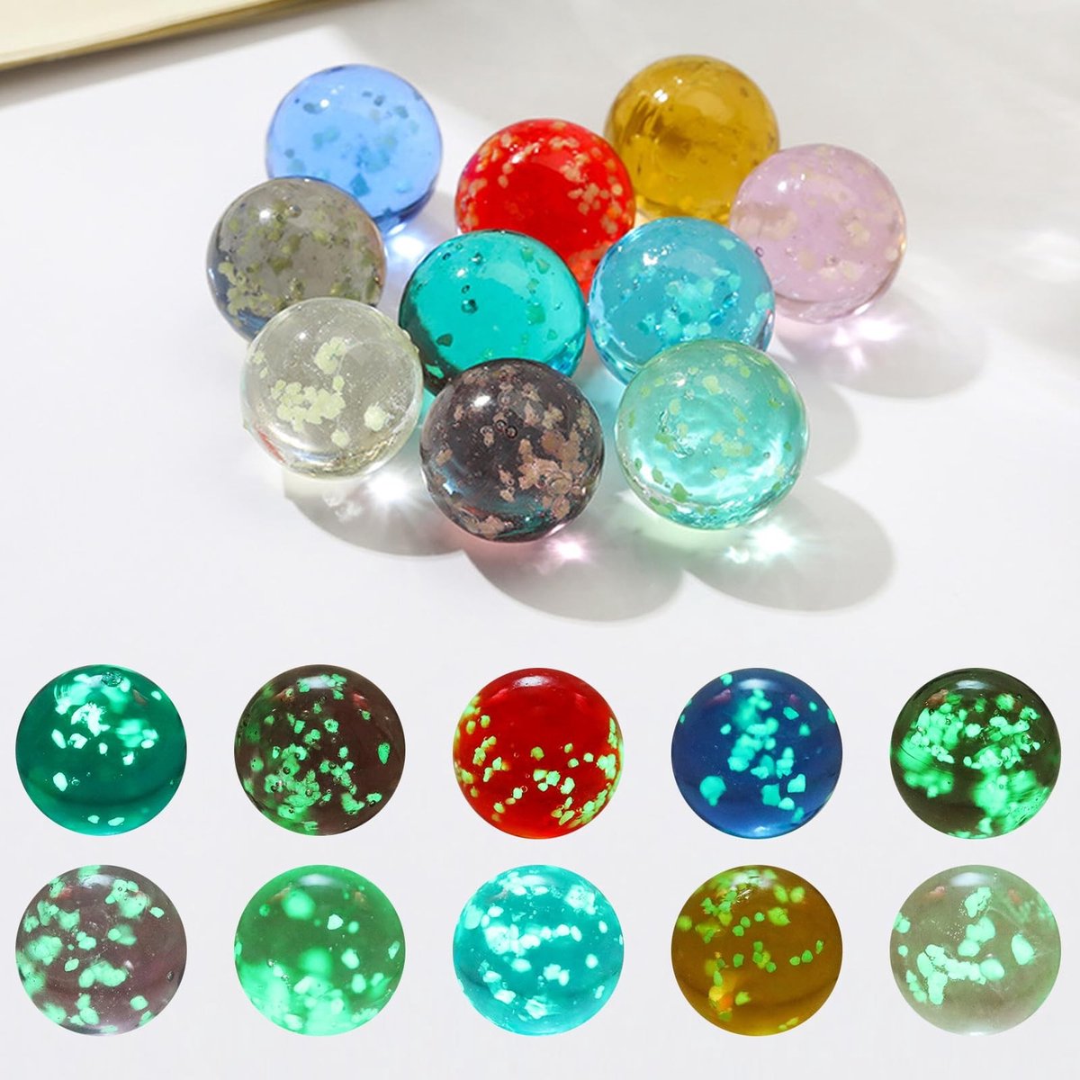 Dailygoods- Lichtgevende KS 50 Stuks - Glazen Decoratie - Kleurvariaties - Verjaardagscadeau - Halloween Geschenken - Hoogwaardig Glas - Glazen Kralen