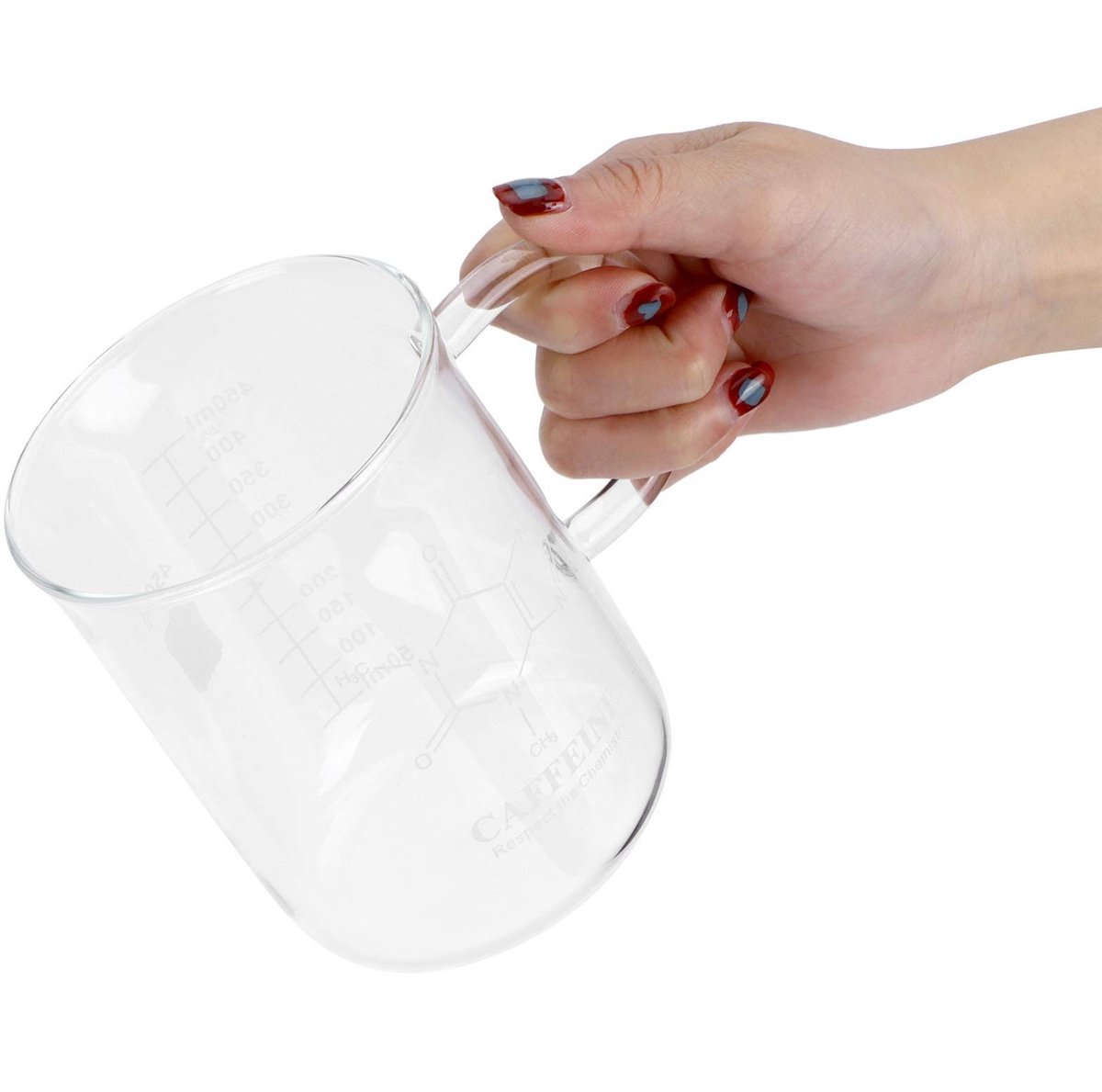 Dailygoods- Cafeïnebeker 450 Ml - Hittebestendige Chemiebeker - Koffiemok van Borosilicaatglas - Met Handvat - Veilig en Hoogwaardig - Modieus Ontwerp - Meetbeker