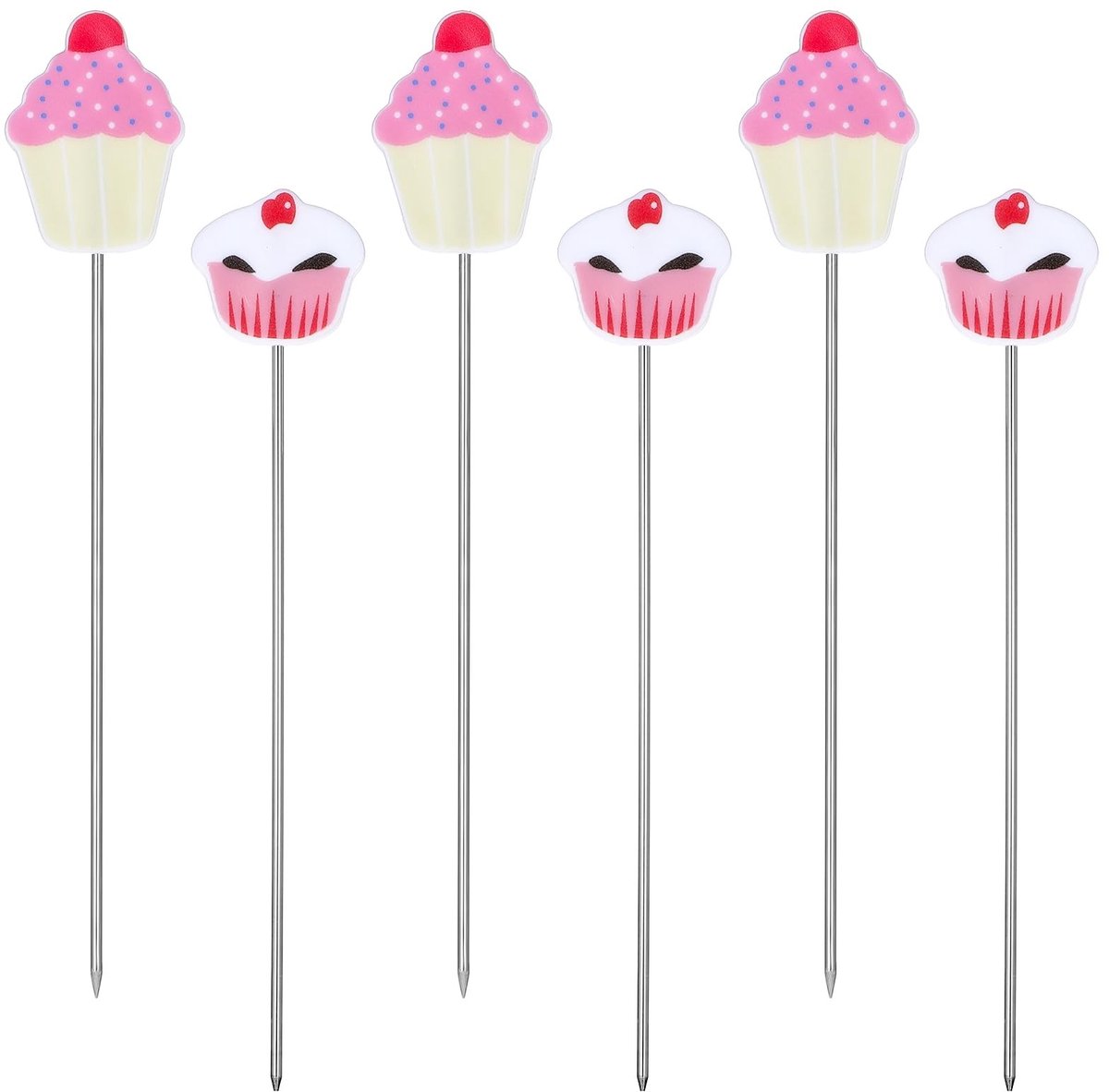 Dailygoods- Cake Tester 6 Stuks - Roestvrij Staal - Herbruikbare Testnaalden - Bakgereedschap - Gaarheidstest - Multicolor Handgrepen