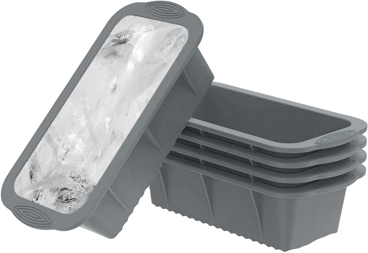 IJsblokvorm 5 stuks - Vriezer vormen - Dranken koelen - Moeiteloos losmaken - 25 cm - Grijs