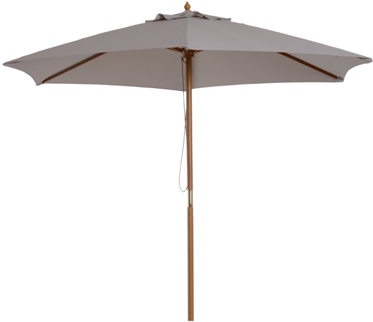 Premium Parasol - Tuinparasol met Touwkatrolmechanisme - Stokparasol - Ø250 x 230 cm - Strandparasol - Marktparasol - Kantelbaar & Verstelbaar - UV-Bestendig - Strand, Balkon, Terras & Tuin - Grijs