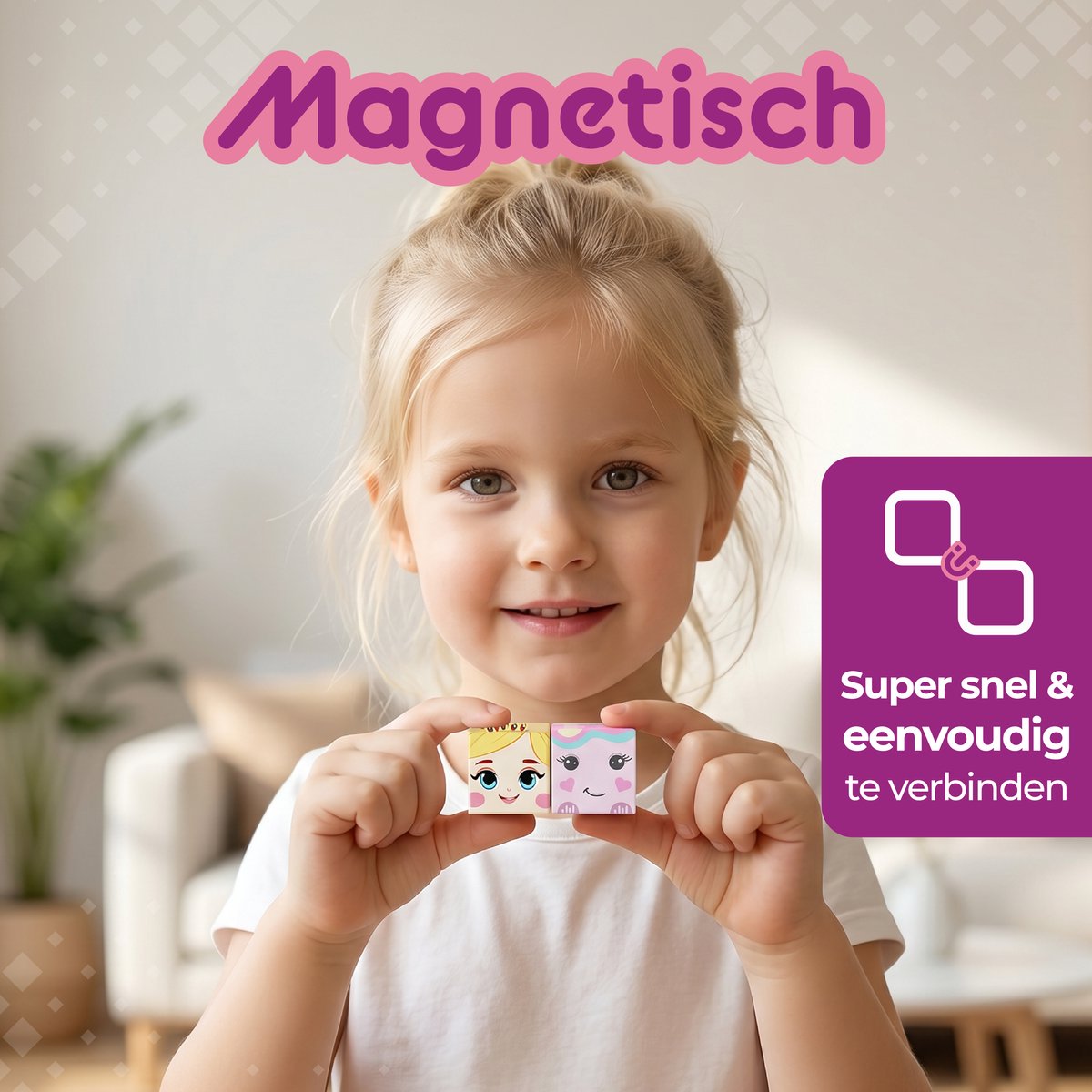 Bunobi® Magnetisch Speelgoed Prinses Kasteel – Magnetic Cubes 100 Stuks – Magnetische Bouwstenen - Magnetische Blokken – Montessori Speelgoed – Magneten Speelgoed — cadeau in Spellen & Speelgoed - foto 3