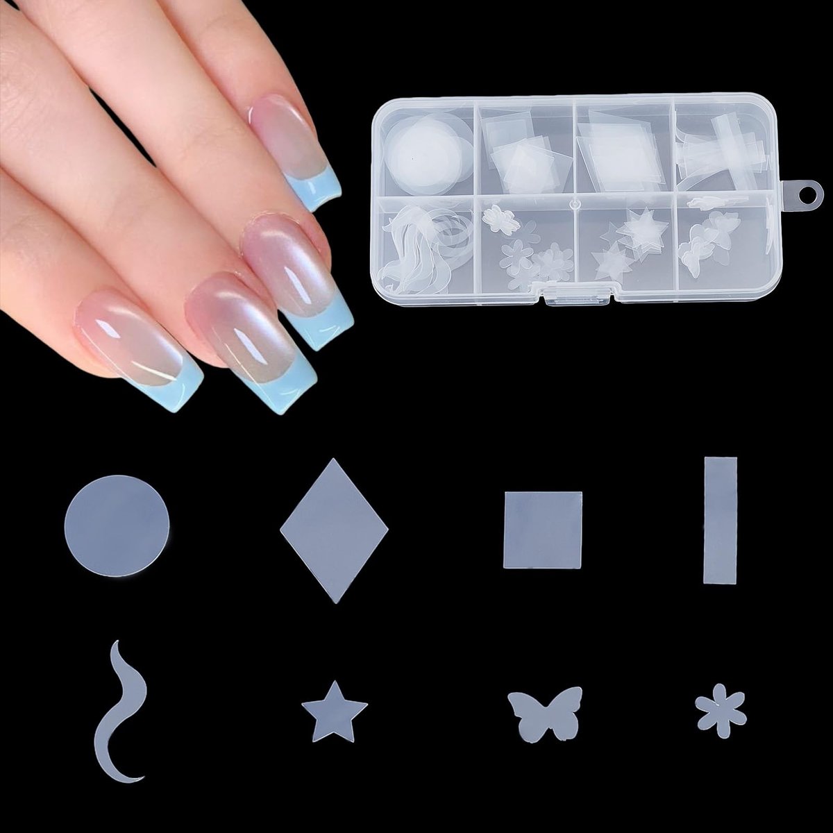 Dailygoods- Nagelvormen 96 Stuks - Herbruikbare Siliconen Stickers - Franse Nagelvormen - Dubbelzijdige Sjablonen - Kunststof - Voor PolyGel Nagelverlenging - Nagelsjablonen