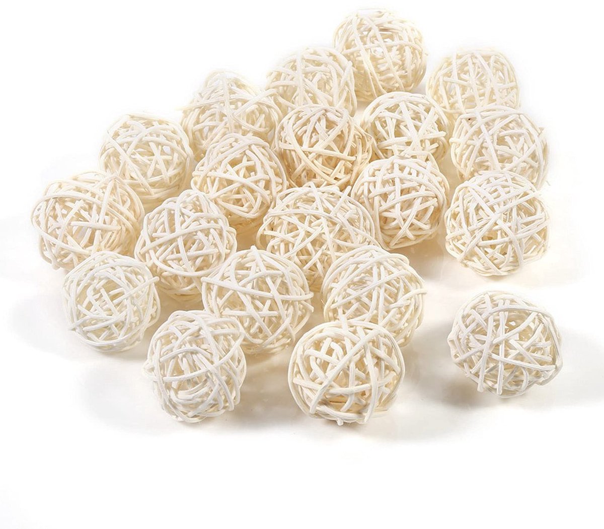 Dailygoods- Rietballen 20 stuks - Decoratieve Ballen - Vaasvuller - DIY Knutselartikelen - Ambacht - Hoogwaardig Materiaal - Diameter 3 cm
