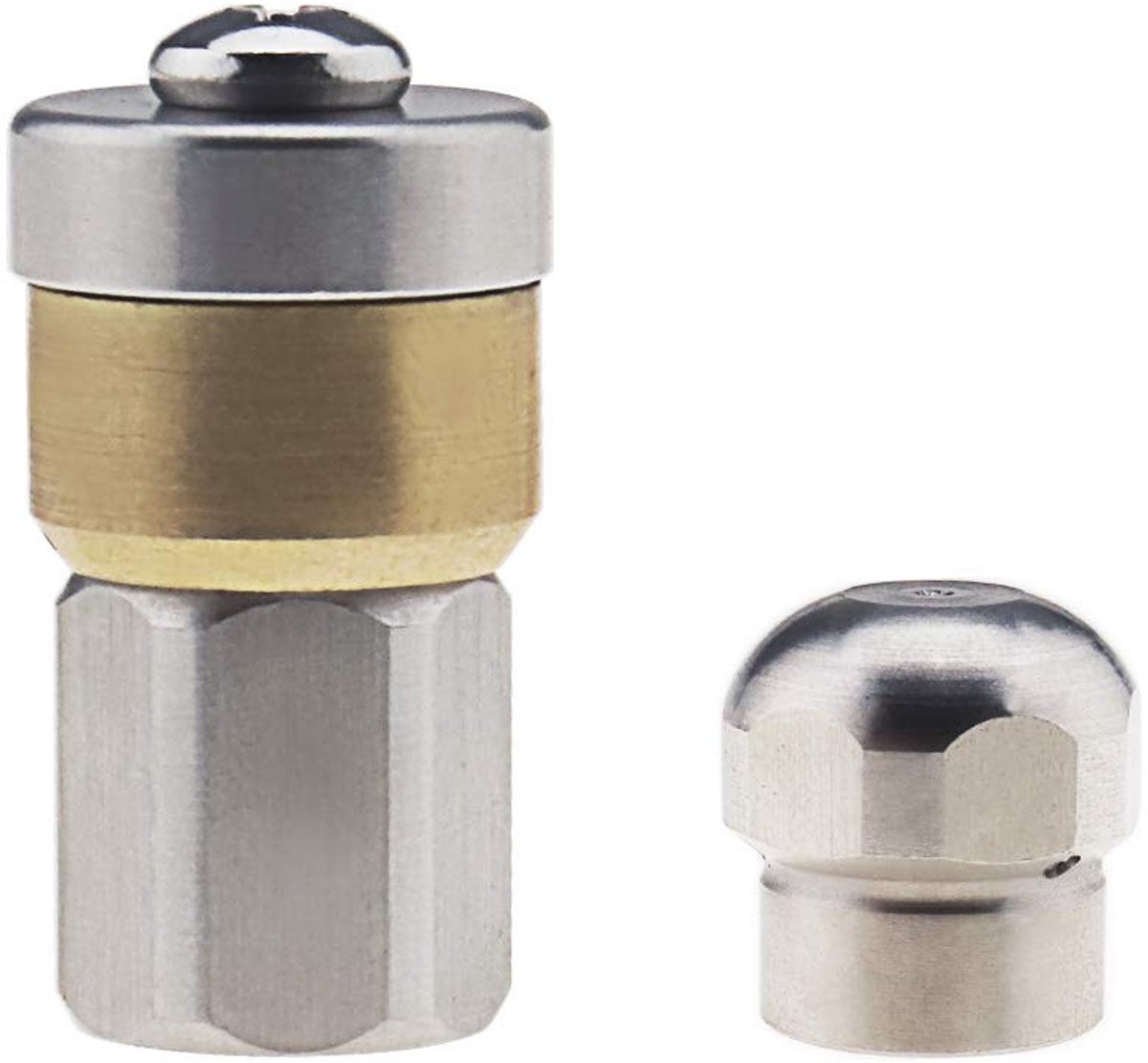 Dailygoods- Riooljet Nozzle - 1 Voor 3 Achter - Roterende 3 Achter - 1/8 BSP Draad - Roestvrij Staal - Geschikt voor Hogedrukreiniger - Hogedrukreiniger Mondstuk