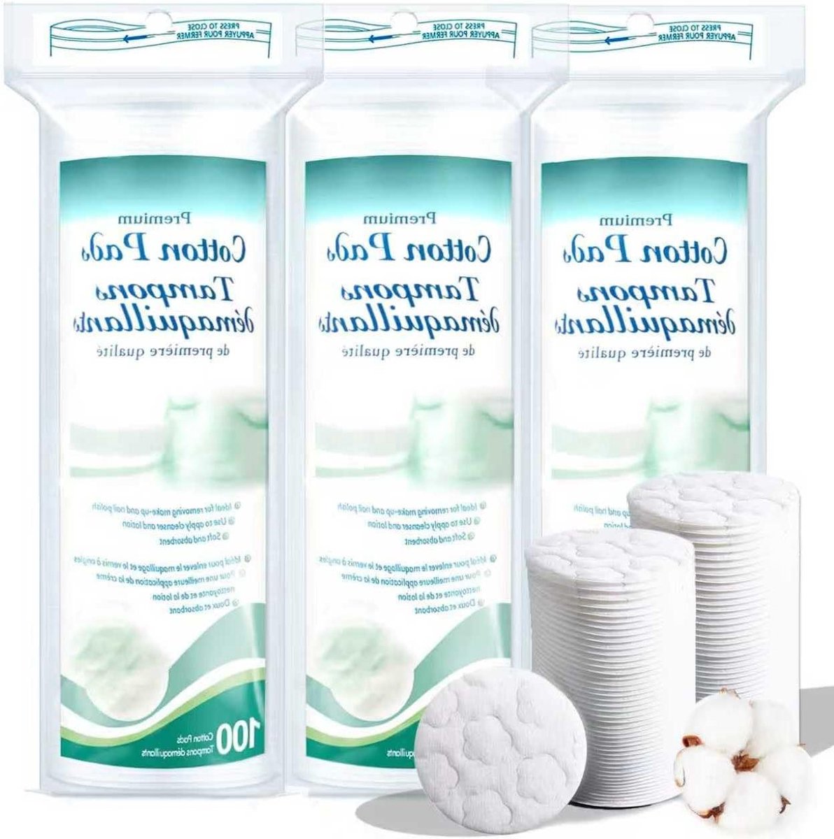 Katoenen Rondjes - Make-up Pads - Gezichtsreiniging - Premium Kwaliteit - 400 Stuks - Groen