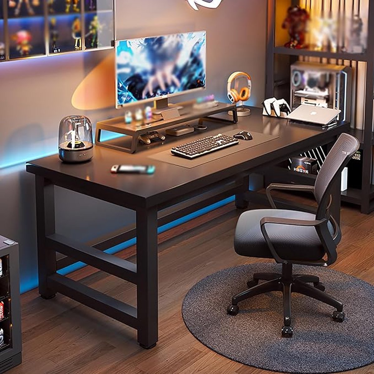 Elektrische Zit-Sta Bureauverhoger 73,7 x 71,1 cm – Desk Converter met Triple Monitorhouder, Motorisch Verstelbaar Werkstation, Ergonomische Werkplek voor Home Office en Kantoor, Zwart – Mobili Bella