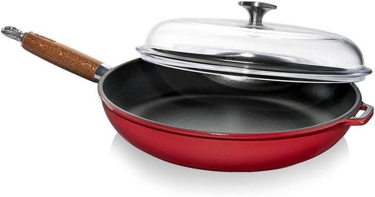 Koekenpan Gietijzer Koekenpan Koken en Bakken Duurzaam Gietijzer 28 cm Rood