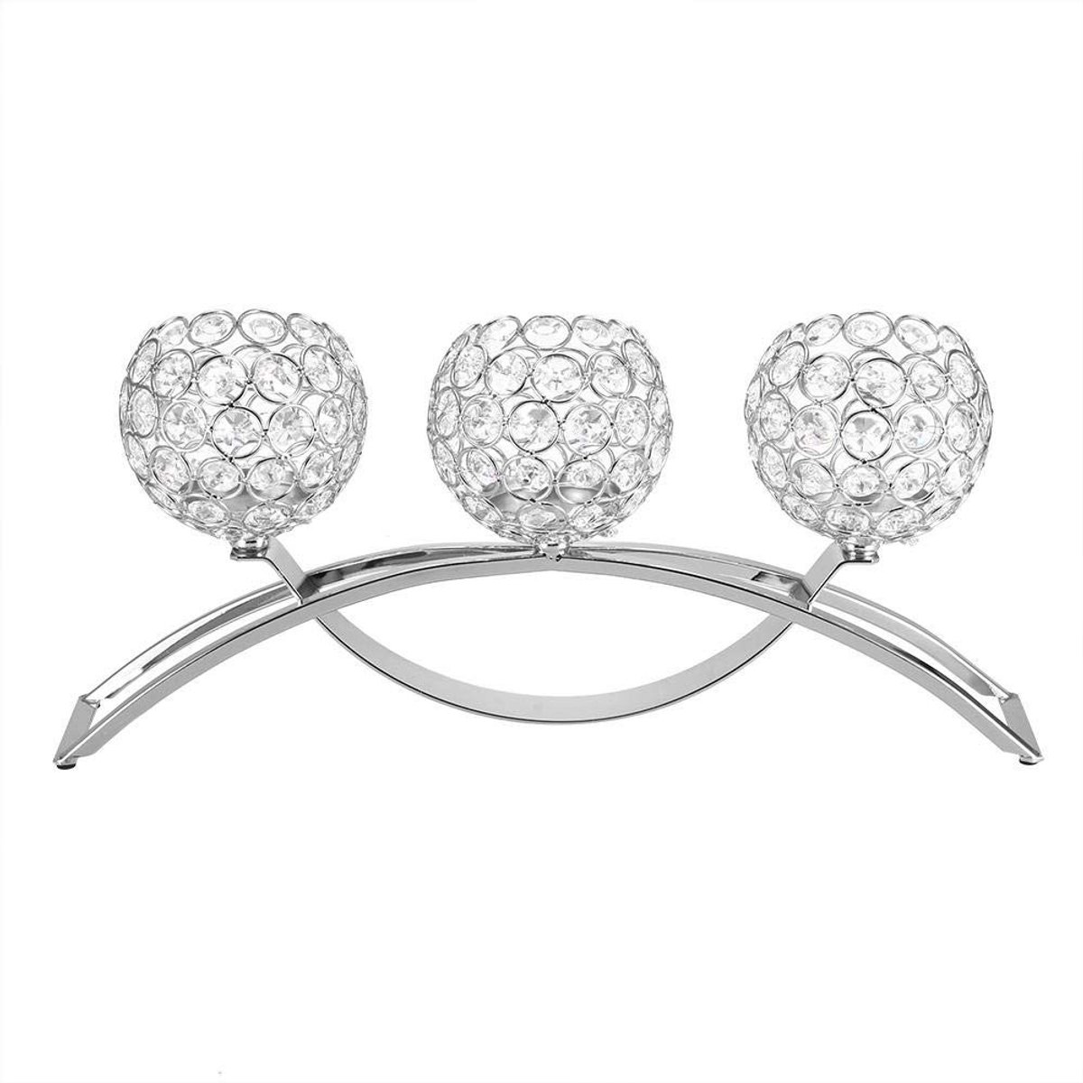 Dailygoods- Kaarsenhouder Kristal - 3 Armen - Vintage Kandelaar - Romantisch Diner - Bruiloft Centerpiece - Tijdloos Design - Candelabra