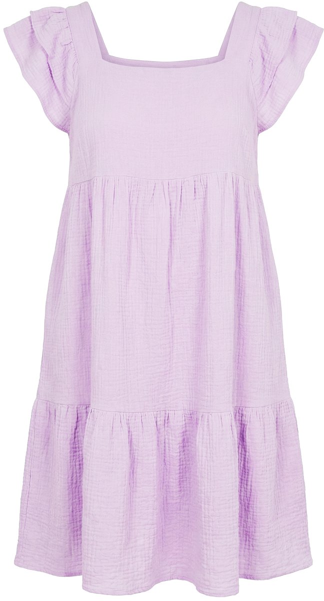 Angel of Style - Dames - Mousseline jurk vierkante hals volants - Lavendel - Maat 46