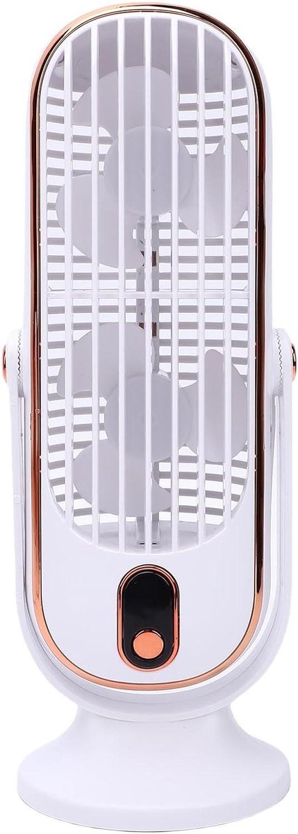 Bureauventilator Dubbele Ventilator - Draagbare Ventilator USB - Persoonlijke Koeling - 5 Snelheden Instelbaar - 25 x 9 cm - Wit