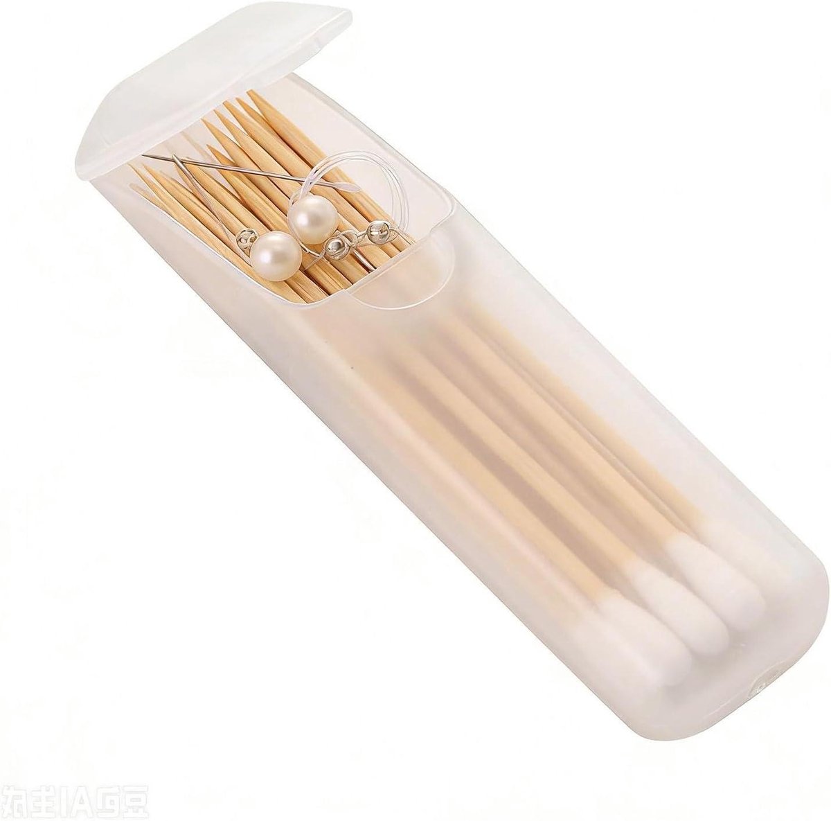 Tandenstoker Dispenser - Opbergcontainer Houder - Hygiënisch Opbergen - Halfdoorzichtig Materiaal - 4 Stuks - Wit