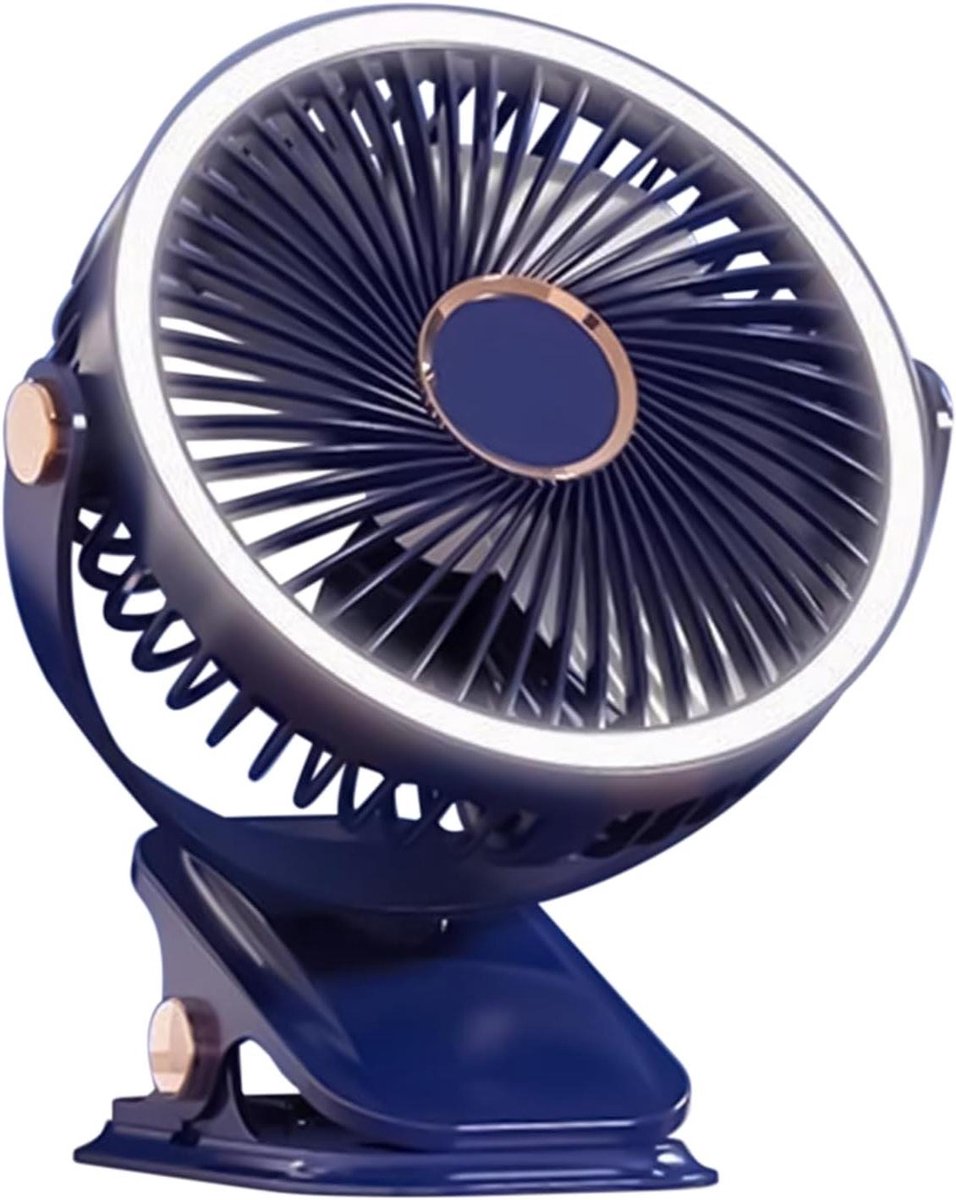 Ventilator Met Clip - Draagbare Cooler - Werkplek Koelen - 720 Graden Rotatie - 21x8.5x21 cm - Blauw