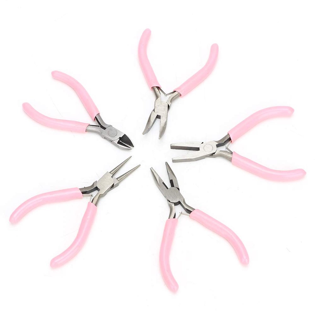 Dailygoods- Knutselgereedschap Mini-Tang Set - 4-delige Set - Duurzaam - Lichtgewicht - Geschikt voor Sieraden - Roze Metaal