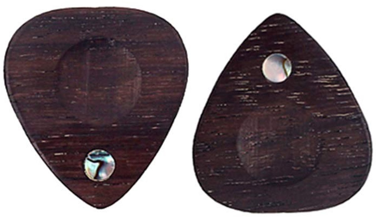 Dailygoods- Plectrums 2 Stuks - Palissander/Abalone - Antislip - Voor Gitaar/Ukulele - Mozaïek Punt - Lichtgewicht 1,6g - Gitaarpicks