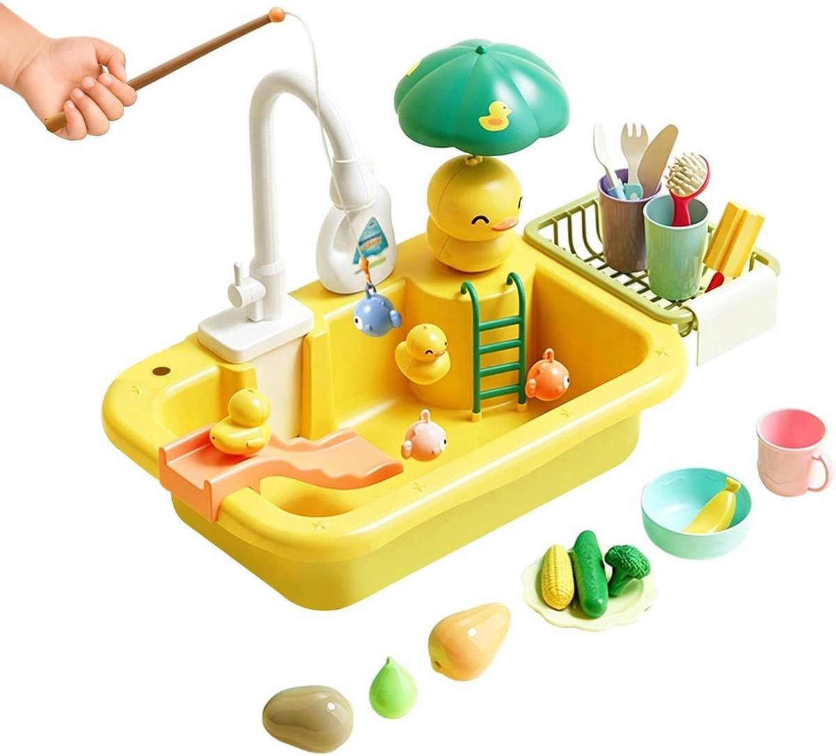 Kinder Watertafel - Zomerspeelgoed Tuin - Buiten Spelen - Met Pomp Functie - 51 x 30 x 33 cm - Geel