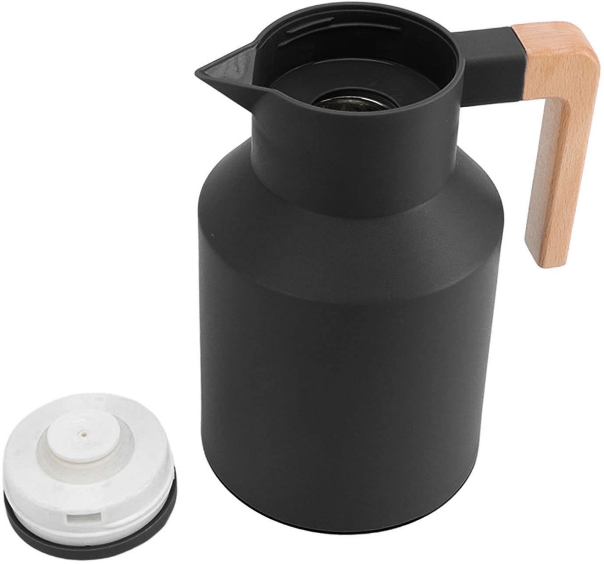 Dailygoods- Koffiekaraf 1000 Ml - Thermische Drankdispenser - Dubbelwandig - Vacuümisolatie - Houten Handvat - Ideaal voor Thuis/Kantoor