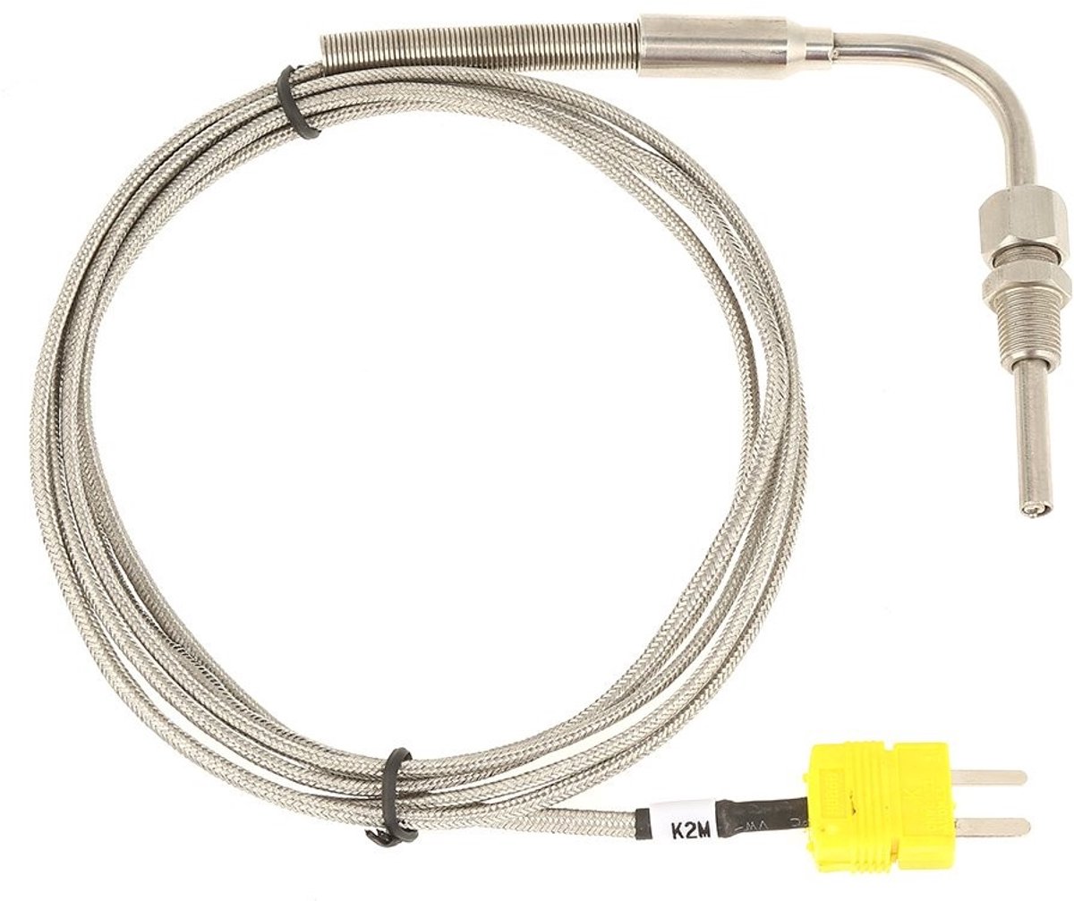 Dailygoods- Thermoelement - EGT-K met Exposed Tip - Temperatuursensor - Roestvrij Staal - 80 mm Lengte - 2 m Kabel - Verstelbare Drukvergrendeling