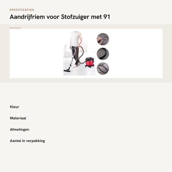 Dailygoods- Aandrijfriem 91 Tanden - Rubber - 3mm Tandhoogte - 6mm Breedte - 273mm Omtrek - Gesloten Lus - Compatibel met VAX Platinum Power ECB1SPV1 - Stofzuigerriem van Dailygoods — afbeelding 3