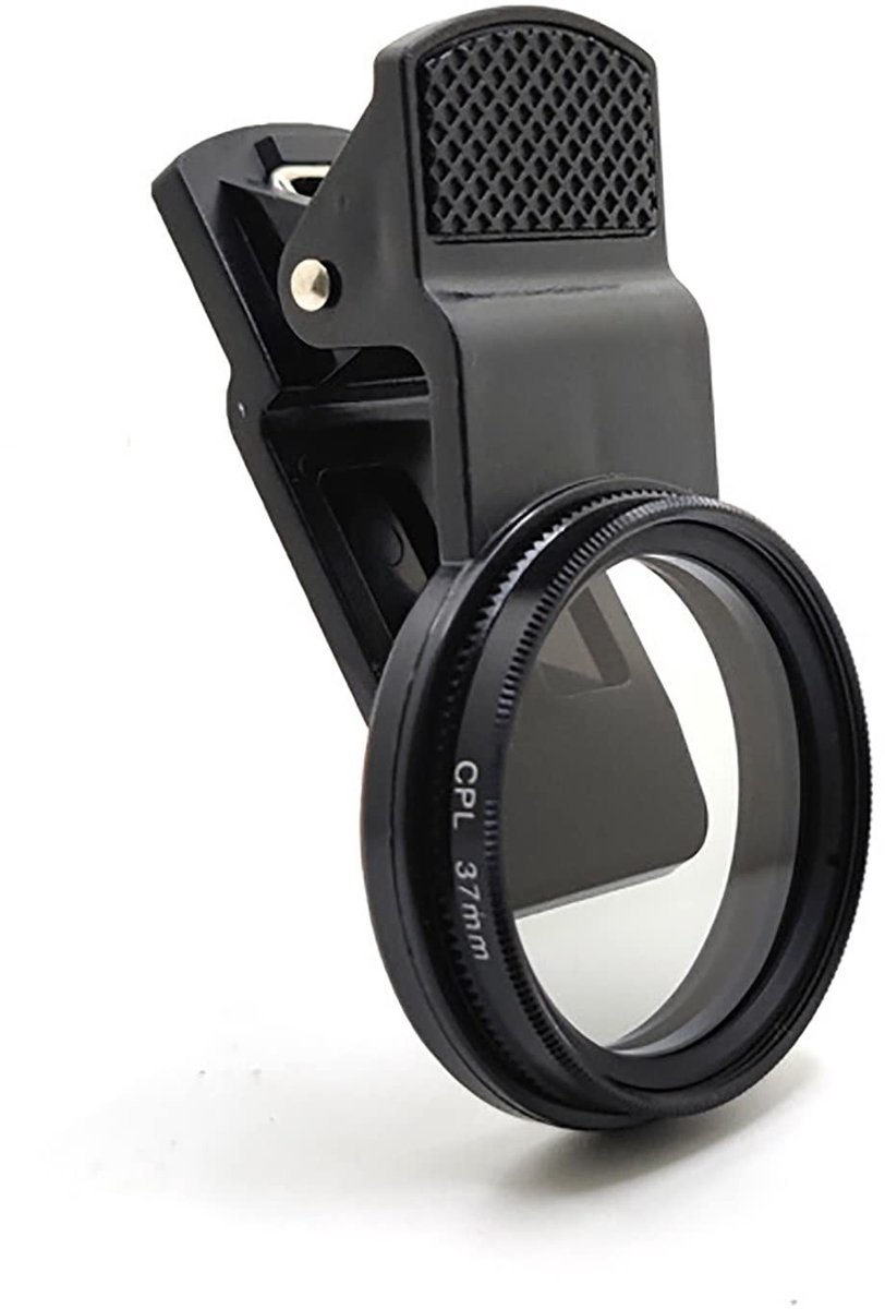 Dailygoods- Polariserende Lensfilter 37 mm - Draagbare Telefoonpolarisator - Reflectie Verwijderen - Verhoogde Kleuren - Inclusief Filterbeschermkap - Metalen Klem met Schroefdraad - Camera Filter