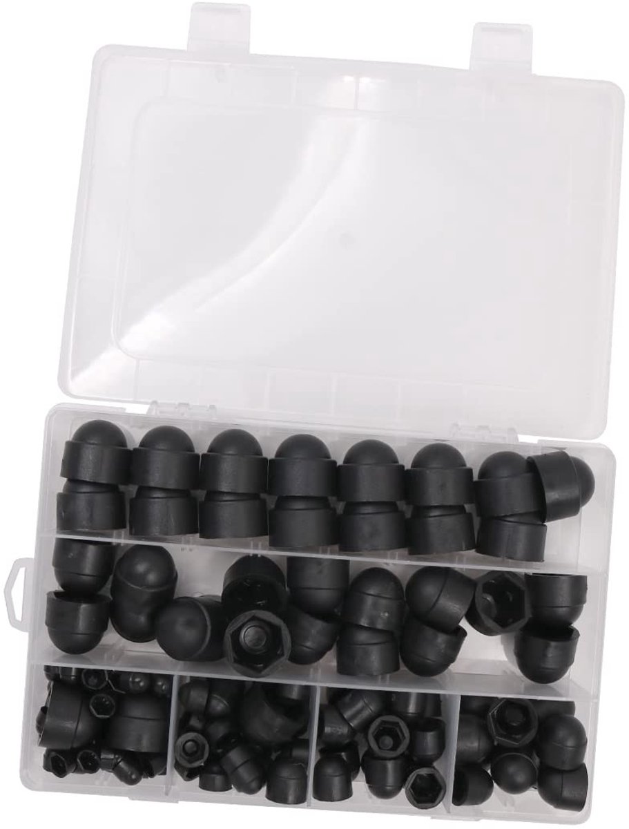 Dailygoods- Koepelmoeren 145 Stuks - Kunststof - Zeskantmoerafdekking - Opbergdoos - Corrosiebestendig - UV-bestendig - Moerdoppen
