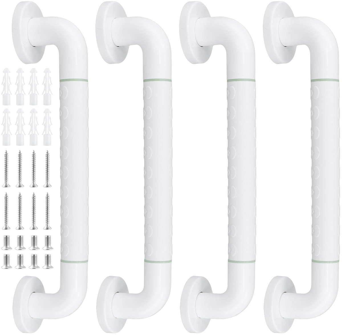 Dailygoods- Badkamer Handrail 39,5 cm - 4x Grijprekken - Roestvrij Staal - Antislip - Lichtgevend - Ergonomisch Gripontwerp - Steunrail