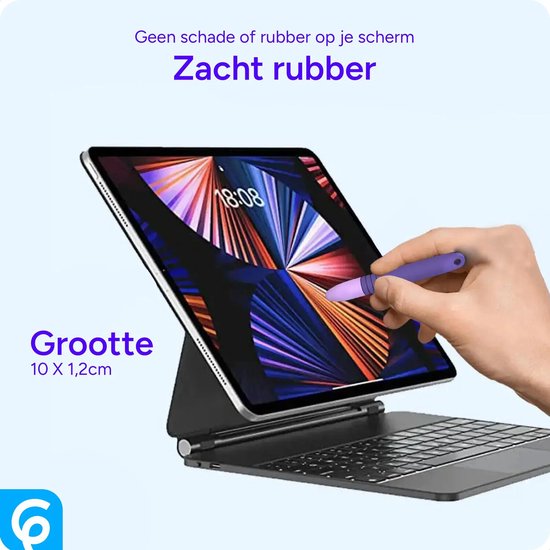 SBG Zachte Kindvriendelijke Stylus Pen - Tabletpen voor Kinderen - Geschikt voor Telefoon, Tablet en iPad - voor Tekenen en Schetsen - Compatibel met o.a. iPad, Samsung Tab & Lenovo Tab - Paars van Merkloos — afbeelding 2