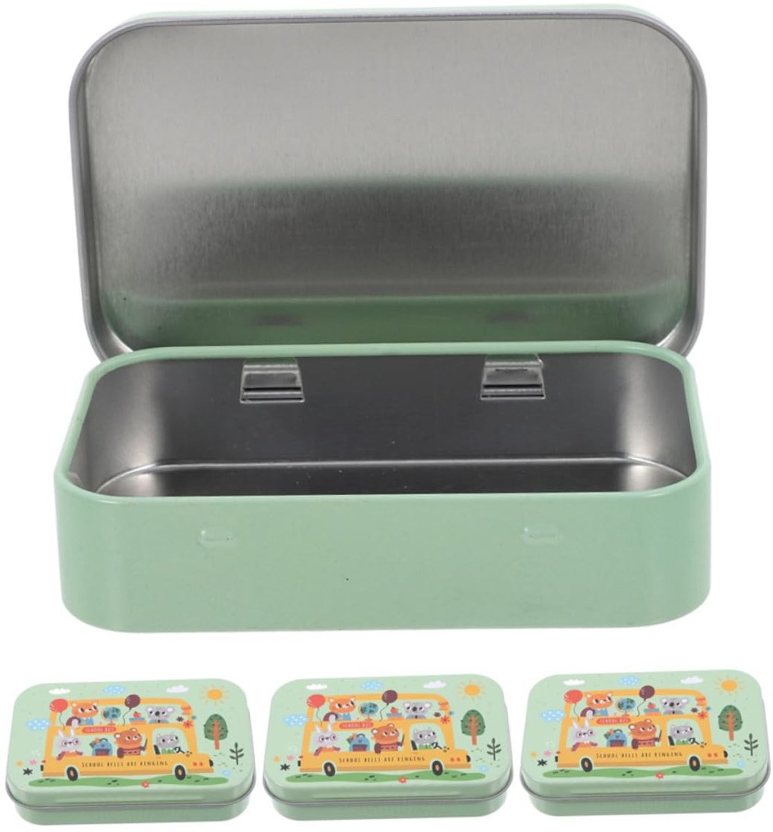 Dailygoods- Opbergdozen 4 stuks - Metalen Blikken Dozen - Kleurrijke Cartoonmotieven - Deksel - Multifunctionele Opslag - Voor Sieraden en Schrijfwaren - Blikjes