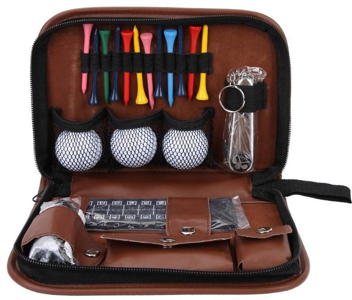 Dailygoods- Golfgereedschapset - Multifunctionele Tas - Golfaccessoires - PU Materiaal - Lichtgewicht - Inclusief 3 Golfballen - Afmetingen 23x16x5cm - Golfset