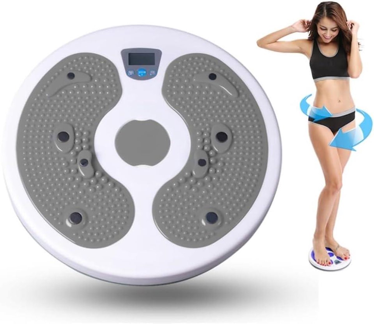 Taille Twister Board - Rotatie Schijf - Buikspier Training - Digitale Calorie Teller - 400 Lbs Capaciteit - Grijs