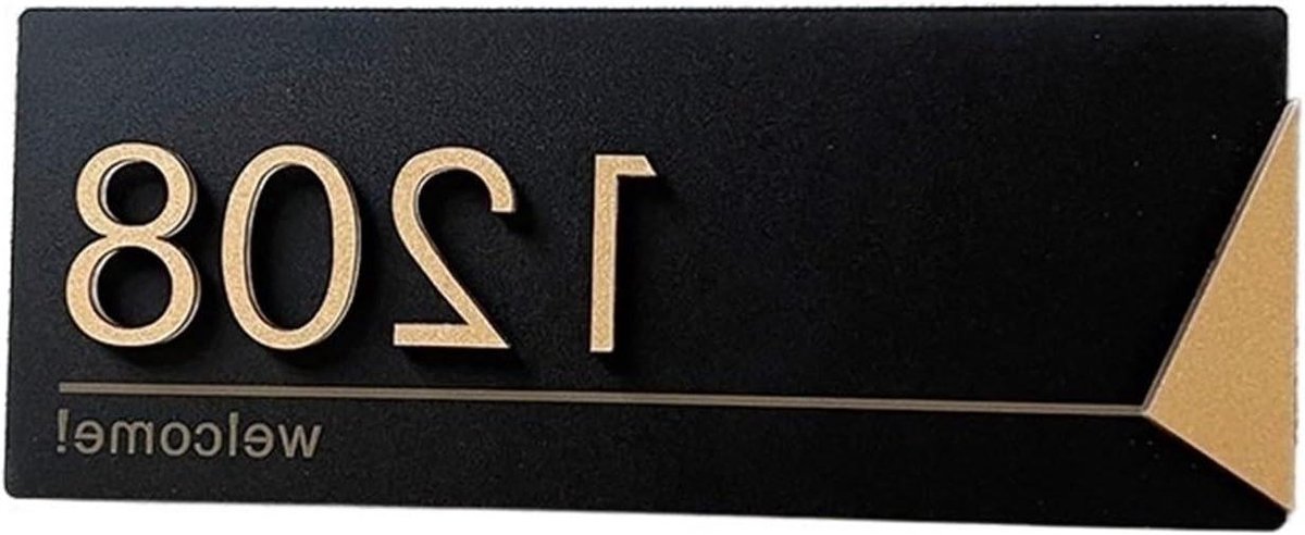 Huisnummer Bord - Deurbordje Adres - Huis Markeren - Gepersonaliseerd Ontwerp - 15cmx6cm - Goud