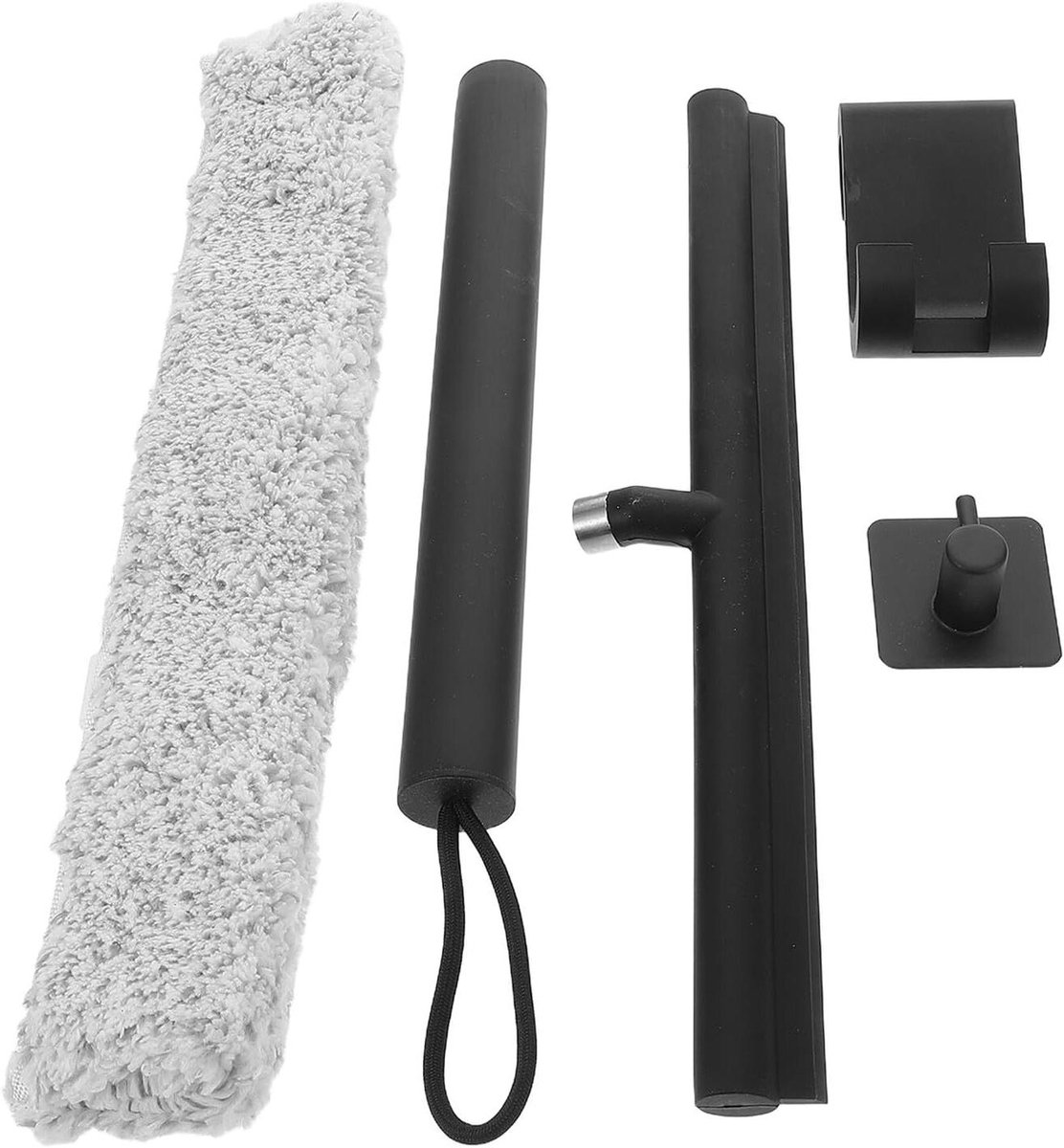 Uitschuifbare douchewisser - Glasreiniger - Glazen reinigen - Telescopisch handvat - 120 cm - Zwart