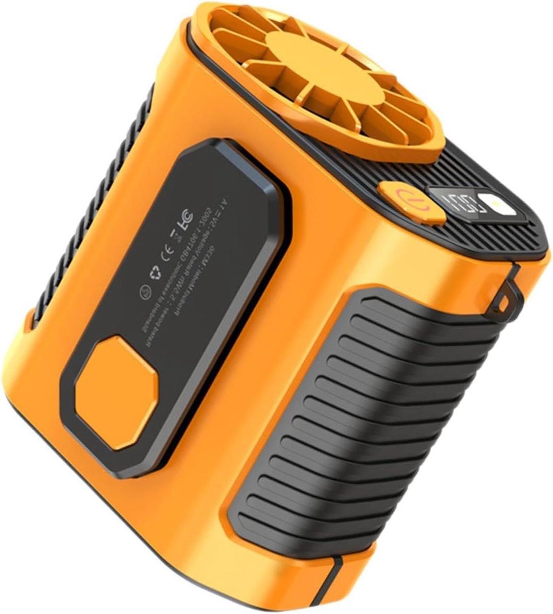 Draagbare Ventilator - Persoonlijke Koeler - Buitenactiviteiten - 6000mAh Batterij - 105x97x70mm - Oranje
