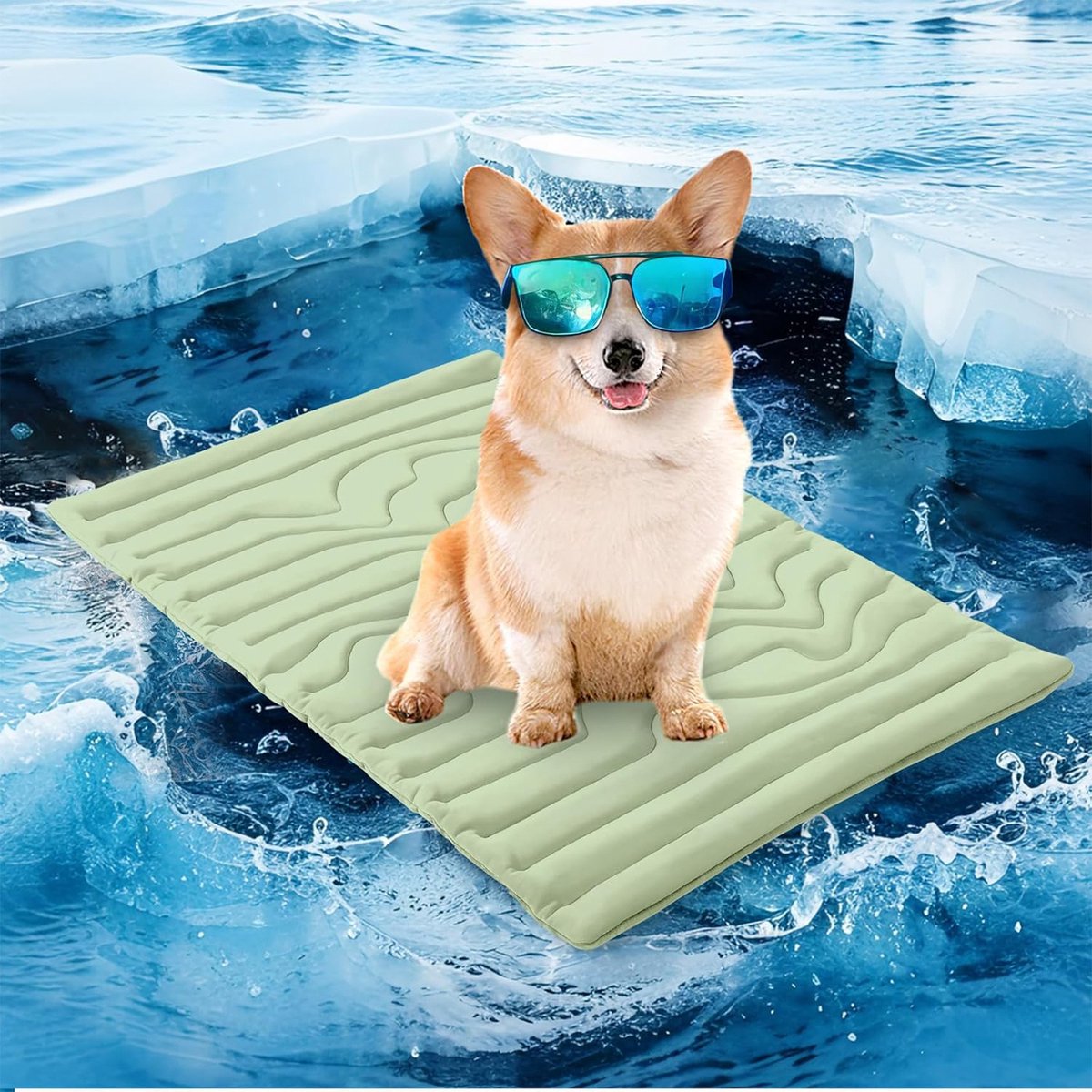 Hondenkoelmat - Draagbaar - 91x58cm - Zomerbed voor honden - Antislip - Wasbaar - Groen - M