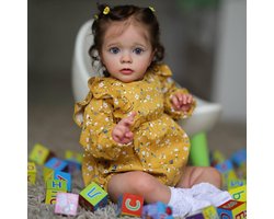 Ryoudavell - Fidget 18inch Levensechte Reborn Baby Pop Meisje - Volledig Lichaam Waterdicht ethyleen- Realistische Pasgeboren Speelgoedpop met Kleding - Verpakkingsaccessoires: （kleurrijke geschenkdoos/babyflesje/luiers/speen/geboorteakte）