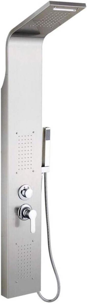 QUOVO® Douchepaneel met Thermostaatkraan - Douchepaneel - Regendouche met Thermostaatkraan - Zilver - 140cm x 20cm x 7cm