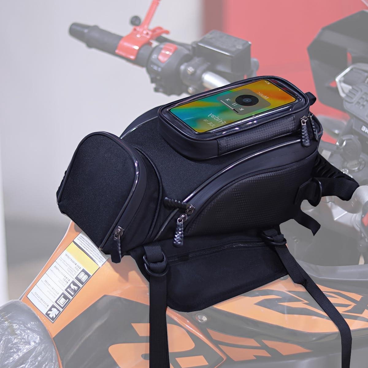 Motorfiets Tanktas - Touring Handtas - Motor Rijden - Waterdicht Telefoonvak - Grote Capaciteit - Zwart